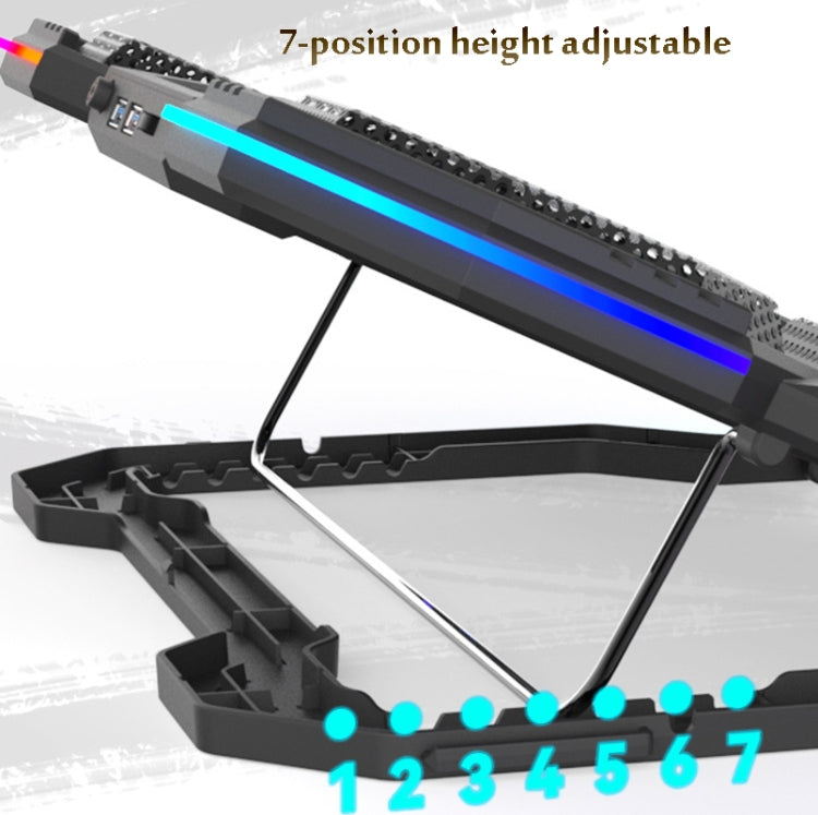 F12 6 Fans USB Semiconductor Computer Radiator Notebook Stand con soporte para teléfono, Blue Light, Blue Light + RGB Light
