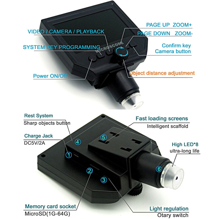 Microscopio electrónico de reparación móvil HD G600W, enchufe de EE. UU., G600W