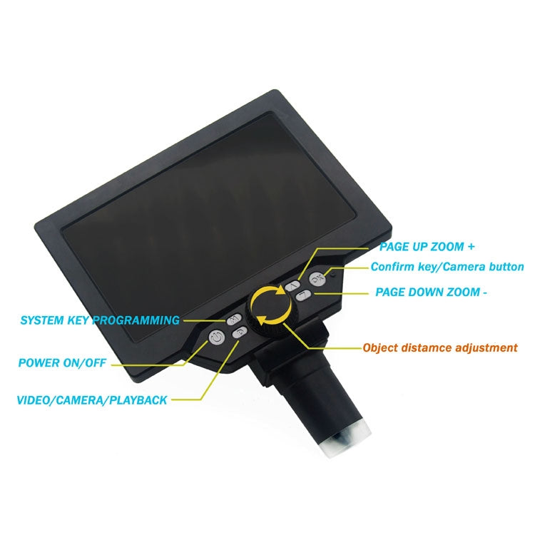 G1200D Microscopio de soporte de escritorio digital electrónico portátil con pantalla LCD de 7 pulgadas 1200X, EU Plug Without Battery, US Plug Without Battery, AU Plug Without Battery, UK Plug Without Battery