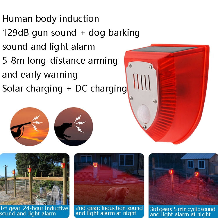 N911M Ahuyentador solar de animales Alarma de luz y sonido para exteriores, with Induction, Timing Model