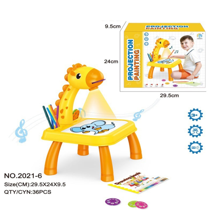 Tablero de escritura de juguete de pintura de proyección multifuncional para niños, sin pluma de acuarela, estilo:, Giraffe Yellow, Blue (No Projection), Pink (No Projection), Giraffe Pink, Dinosaur Blue, Dinosaur Pink