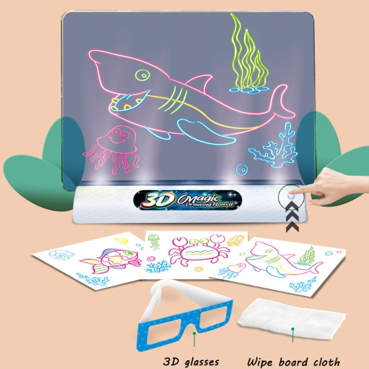 Tablero de dibujo para niños 3D luminoso multifuncional, sin pluma de acuarela, estilo:, 3D Space, 3D Dinosaur, 3D Ocean, Luminous Space, Luminous Ocean, Luminous Dinosaur