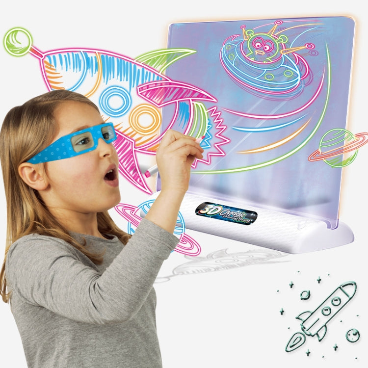 Tablero de dibujo para niños 3D luminoso multifuncional, sin pluma de acuarela, estilo:, 3D Space, 3D Dinosaur, 3D Ocean, Luminous Space, Luminous Ocean, Luminous Dinosaur