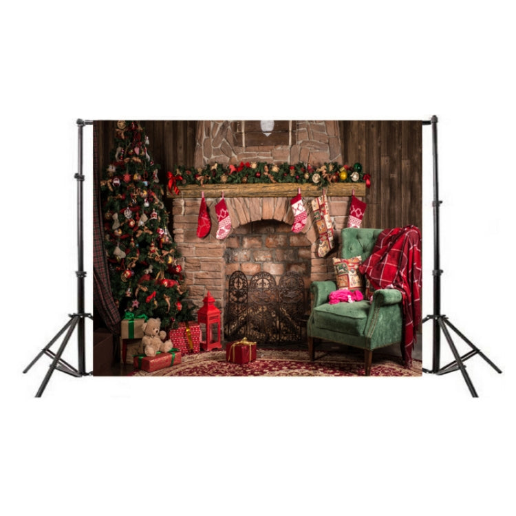 Tela de fondo de estudio de chimenea de Navidad 3D de 2,1 m x 1,5 m, Christmas Fireplace