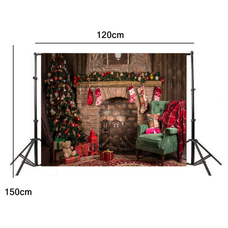 Tela de fondo de estudio de chimenea de Navidad 3D de 2,1 m x 1,5 m, Christmas Fireplace
