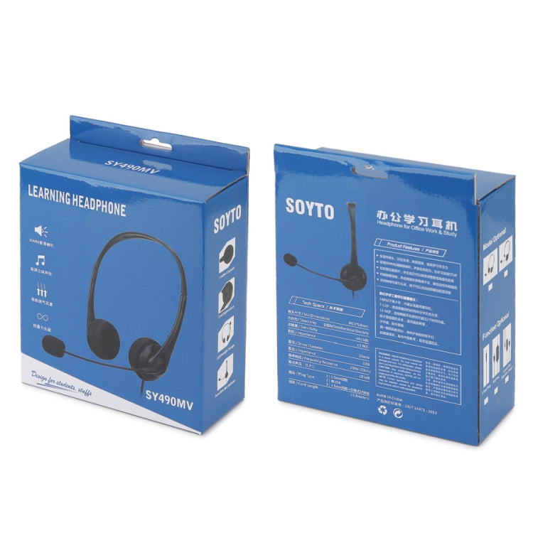 SOYTO SY490 Oficina de enseñanza Clase de red Educación para estudiantes Auriculares para computadora, estilo:, Double Ear Black 3.5mm, Double Ear Black USB, Double Ear Black Separation USB
