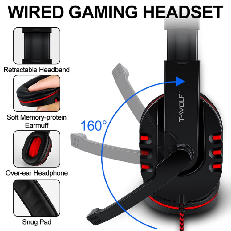 T-WOLF TF-800 Juego de auriculares con teclado y ratón luminosos para juegos 4 en 1