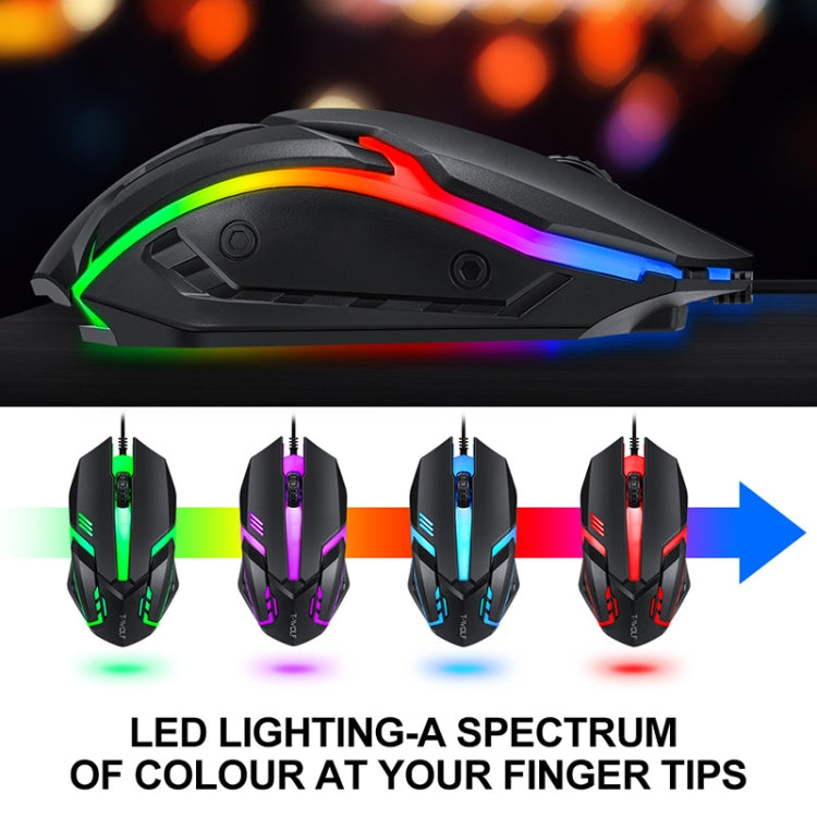 T-WOLF TF-800 Juego de auriculares con teclado y ratón luminosos para juegos 4 en 1