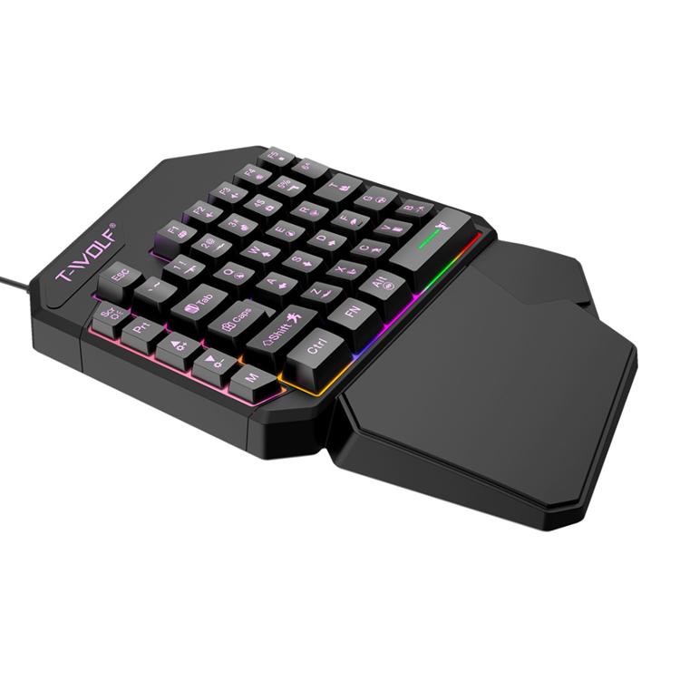Teclado de una mano para juegos móviles T-WOLF，Especificación:, T19 Keyboard, TF-900 Set, Keyboard + Mouse + Throne