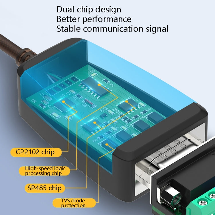 Cable de conversión DTECH DT-5019 USB a RS485 / RS422, chip FT232, longitud:, 0.5m, 1.5m
