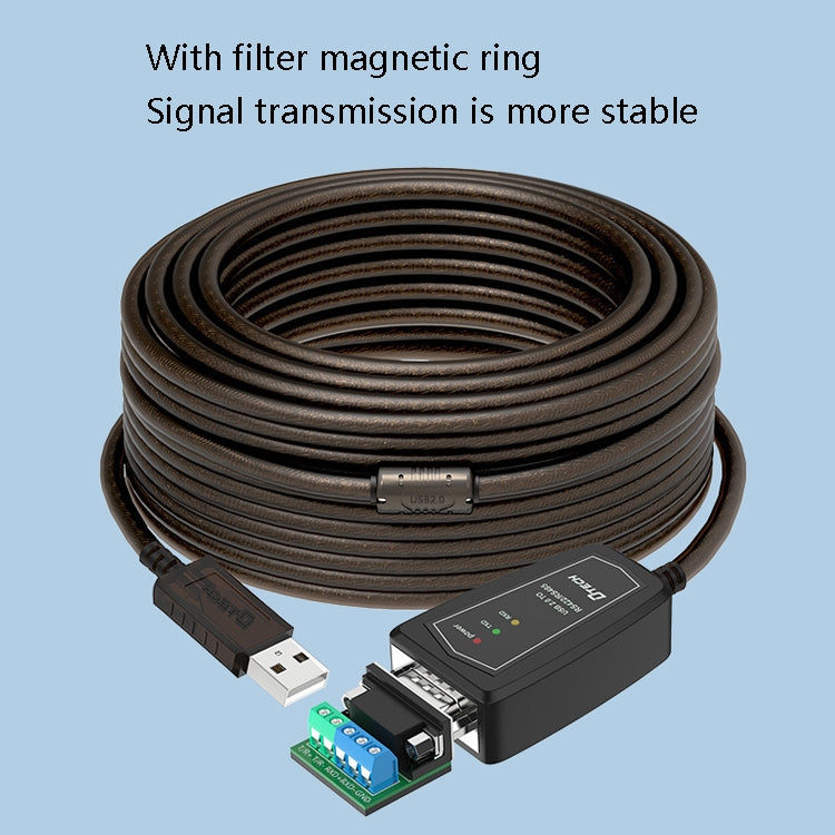 Cable de conversión DTECH DT-5019 USB a RS485 / RS422, chip FT232, longitud:, 0.5m, 1.5m