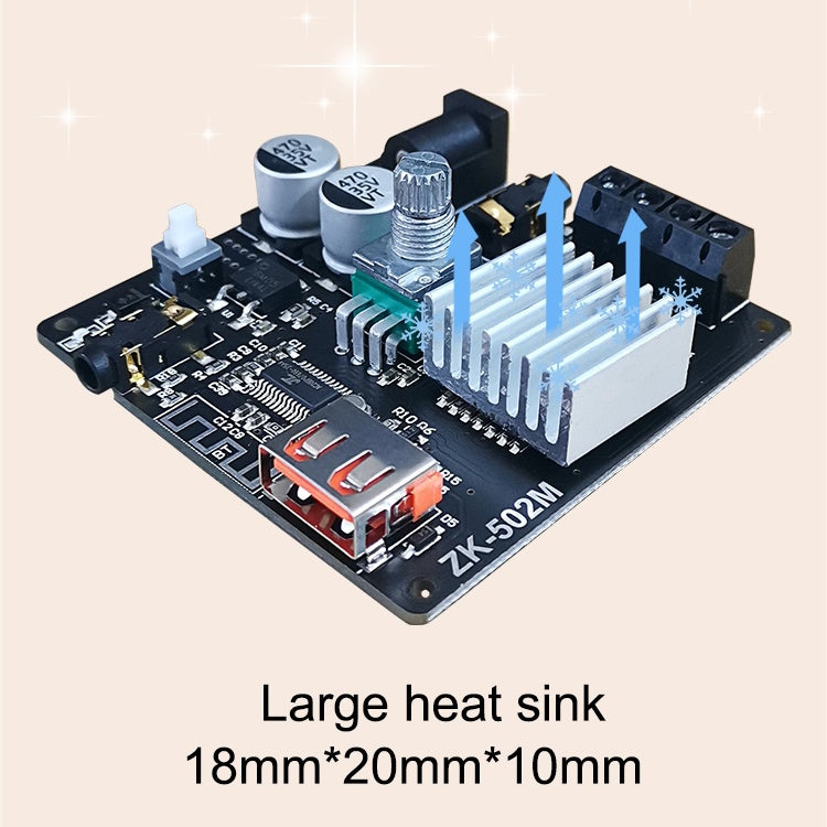 ZK-502M Placa base de amplificador de potencia digital Bluetooth estéreo, ZK-502M