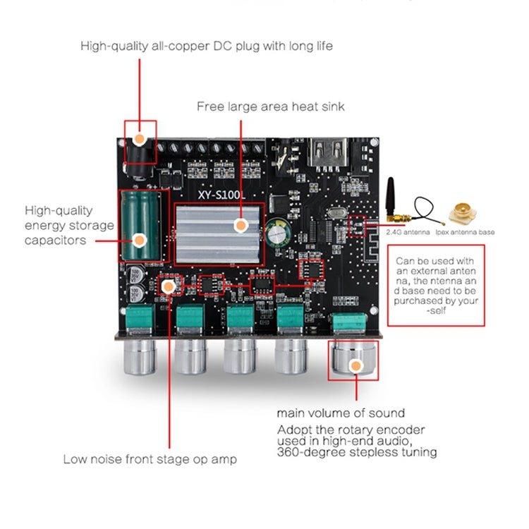 XINYI XY-S100L Sini Canal de audio 2.1 Módulo de placa de alimentación Bluetooth, XY-S100L