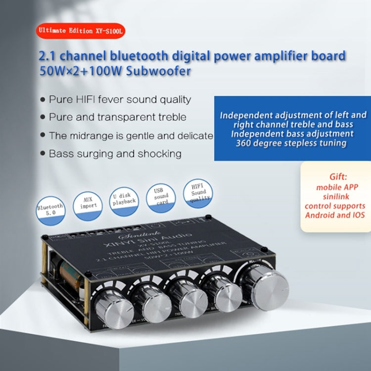 XINYI XY-S100L Sini Canal de audio 2.1 Módulo de placa de alimentación Bluetooth, XY-S100L