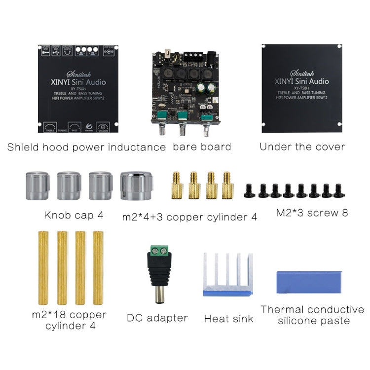 XINYI Sini T50H Bluetooth 5.0 con módulo de placa de alimentación digital estéreo de ajuste de alto nivel previo a la etapa, Sini T50H