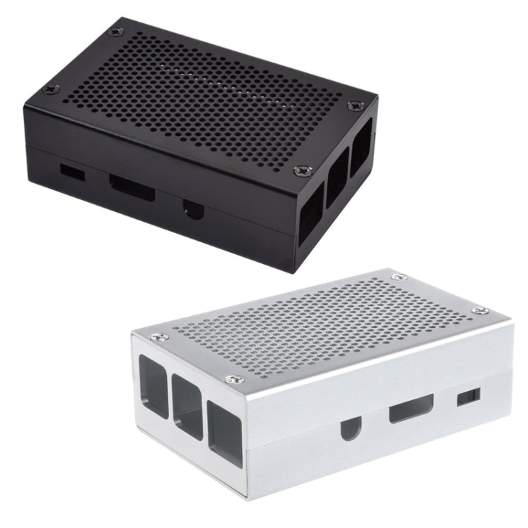 Caja de refrigeración de rejilla de carcasa de aleación de aluminio para Raspberry Pi 3 Modelo B Pi 2/B +, Black, Black with Fan, Silver, Silver with Fan