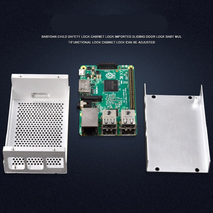 Caja de refrigeración de rejilla de carcasa de aleación de aluminio para Raspberry Pi 3 Modelo B Pi 2/B +, Black, Black with Fan, Silver, Silver with Fan
