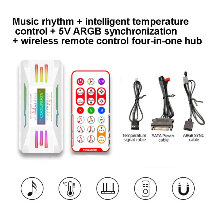 COOLMOON CM-MPAC PWM 5V ARGB Control remoto del ventilador de refrigeración para chasis de PC, estilo:, 4 in 1  (White), 4 in 1  (Black), 3 in 1 Controller (White), 3 in 1 Controller (Black)