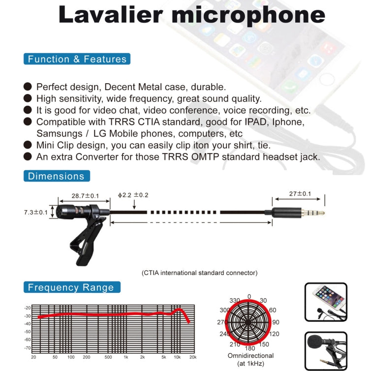 Micrófono de collar de grabación de teléfono móvil GAM-140