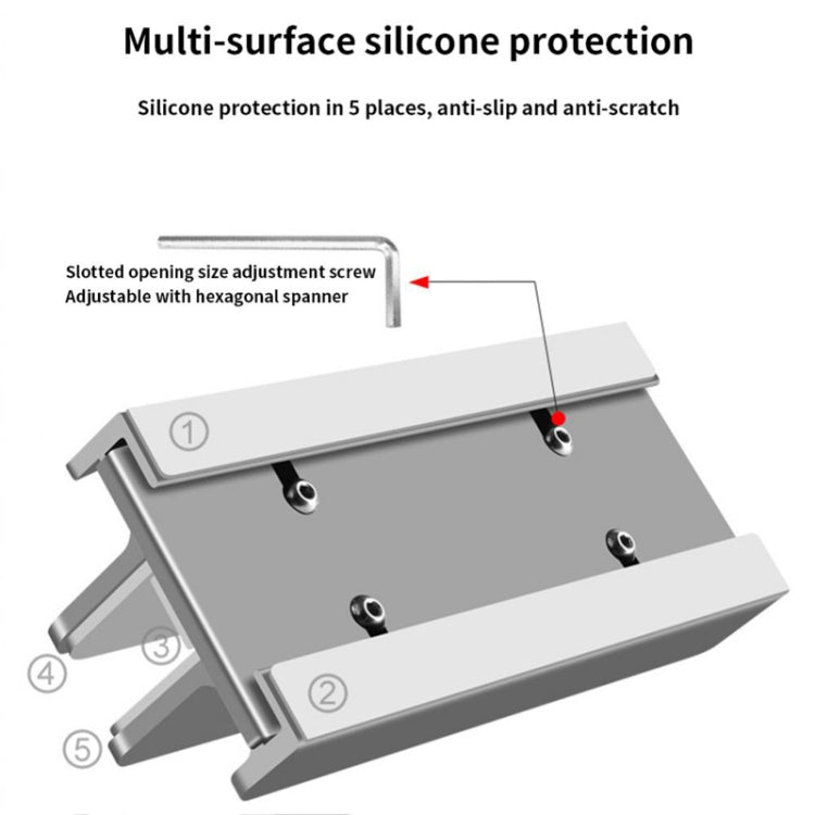 Soporte de almacenamiento para teléfono con tableta portátil de aleación de aluminio, L400 Single Slot (Silver), L400 Single Slot (Gray), L401 Double Slot (Silver), L401 Double Slot (Gray), L402 Three Slots (Silver), L402 Three Slots (Gray)