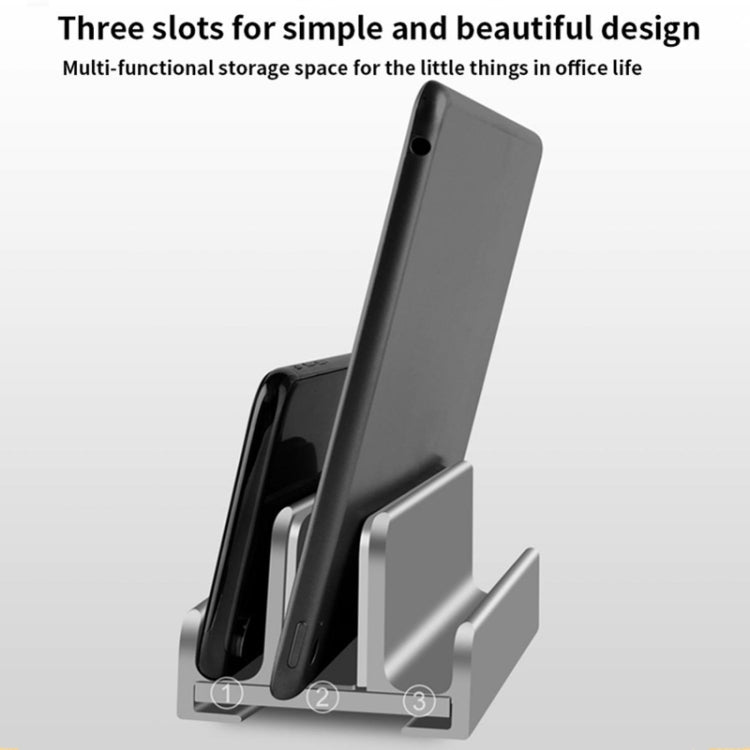 Soporte de almacenamiento para teléfono con tableta portátil de aleación de aluminio, L400 Single Slot (Silver), L400 Single Slot (Gray), L401 Double Slot (Silver), L401 Double Slot (Gray), L402 Three Slots (Silver), L402 Three Slots (Gray)