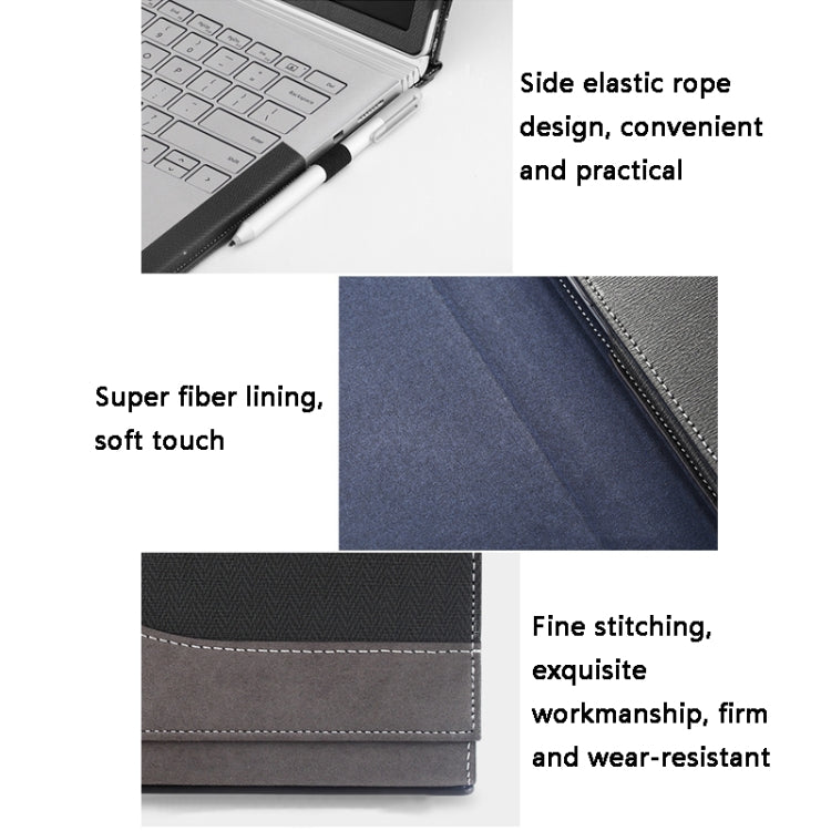 Funda protectora para portátil de cuero PU, For Microsoft Surface Book 1 13.5 inches, For Microsoft Surface Book 2 13.5 inches, For Microsoft Surface Book 2 15 inches, For Microsoft Surface Book 3 13.5 inches, For Microsoft Surface Book 3 15 inches
