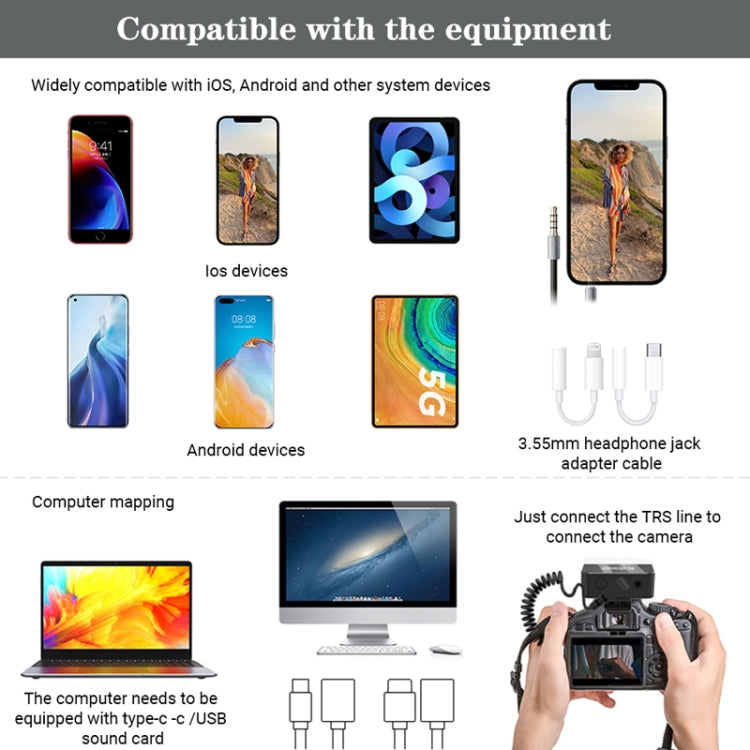 MAMEN KT-W1 Live Single-Reverse Camera Microphone, Especificación:, 1 in 1, 2 in 1