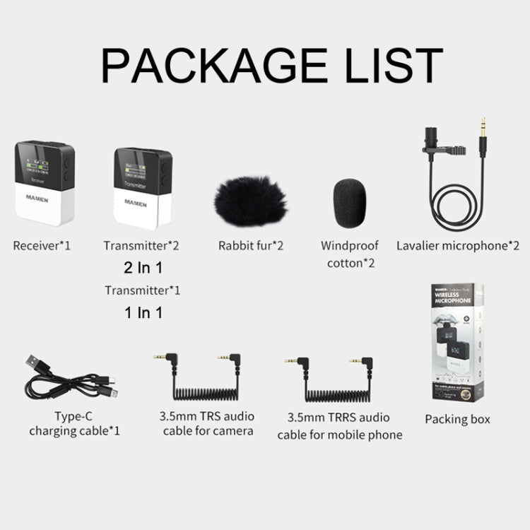 MAMEN KT-W1 Live Single-Reverse Camera Microphone, Especificación:, 1 in 1, 2 in 1