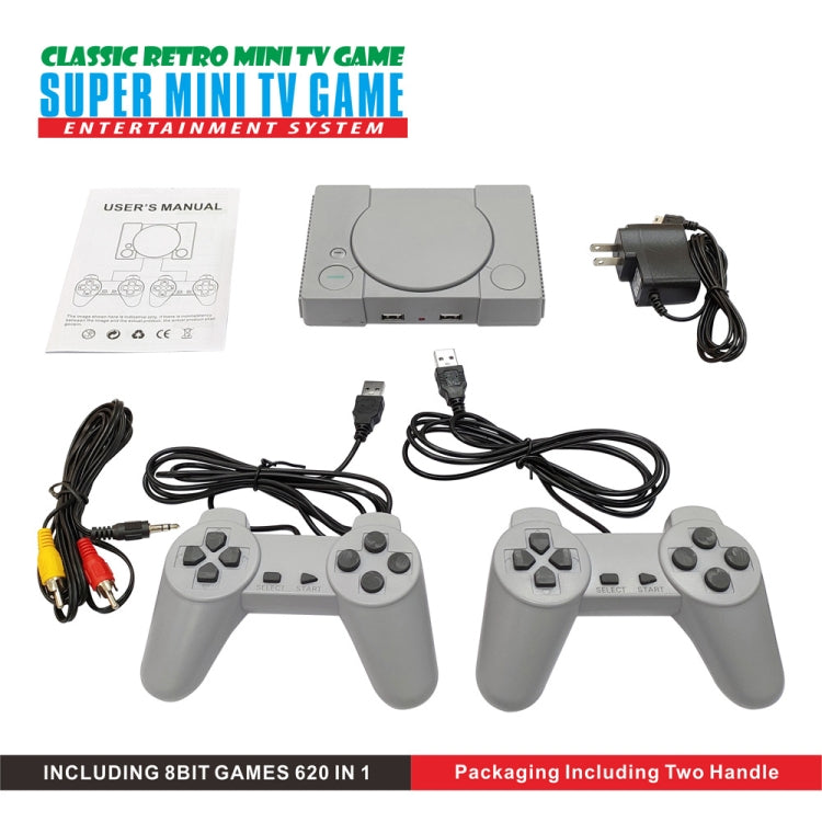 Mini consola de juegos de TV para jugadores dobles de 8 bits 620 juegos integrados, PS1 mini (US Plug), PS1 mini (EU Plug)