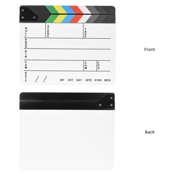 Clapperboard de acrílico colorido inglés de 30X25 cm, tablero de chapaleta para películas de TV