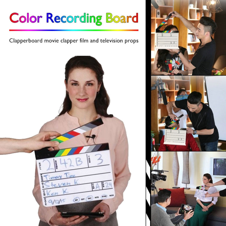 Clapperboard de acrílico colorido inglés de 30X25 cm, tablero de chapaleta para películas de TV