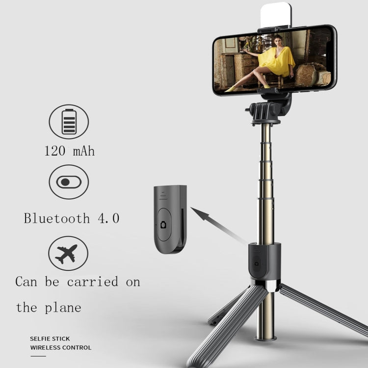 L03S Bluetooth Luz de relleno Trípode Selfie Stick integrado, Negro, Blanco