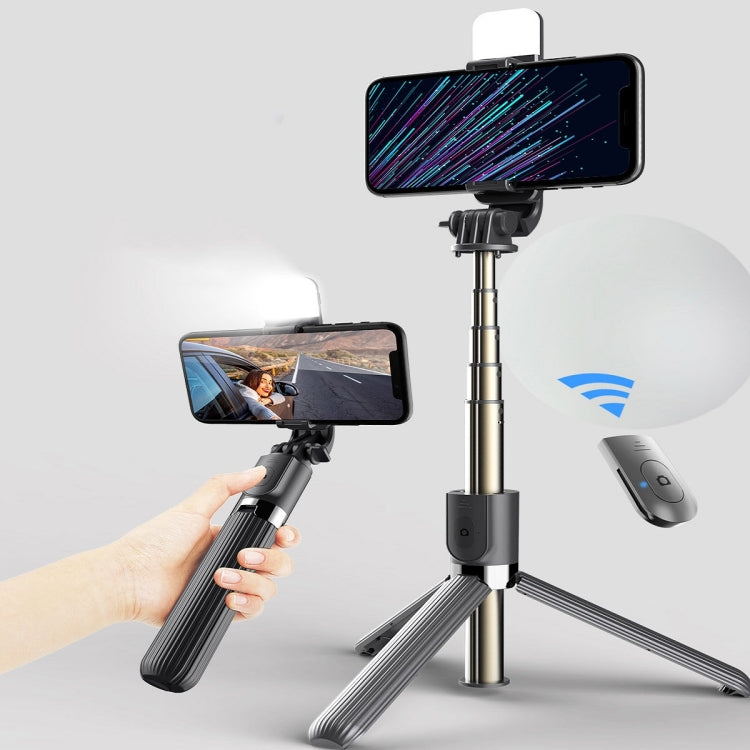 L03S Bluetooth Luz de relleno Trípode Selfie Stick integrado, Negro, Blanco