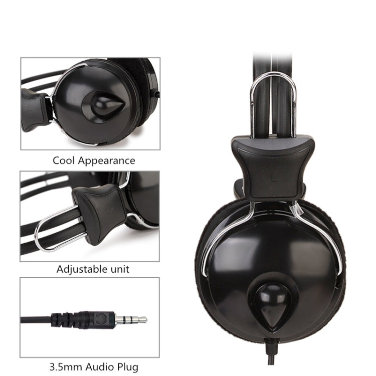 Soyto SY808MV Clase en línea Auriculares para computadora de oficina, Longitud del cable: 1,6 m, Black 3.5mm, Black 6.5mm