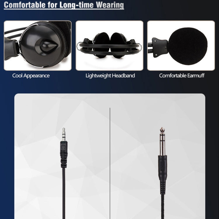Soyto SY808MV Clase en línea Auriculares para computadora de oficina, Longitud del cable: 1,6 m, Black 3.5mm, Black 6.5mm
