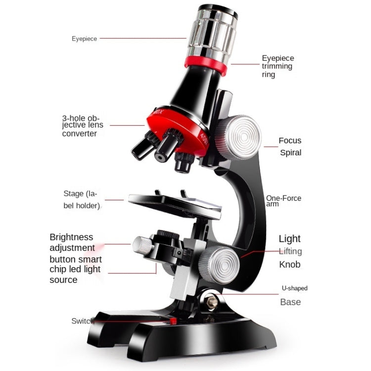 HD 1200 Veces Microscopio Niños Juguetes Educativos, Negro, Rosado, Light Blue