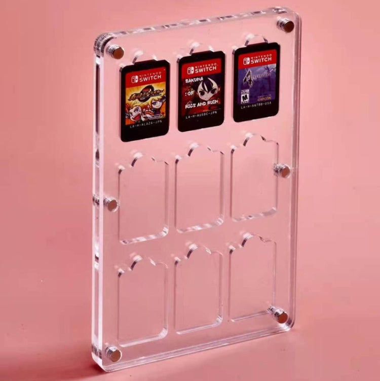 Caja de almacenamiento de tarjeta de juego magnética de cristal transparente para interruptor, 9 Grid, 14 Grid, 27 Grid