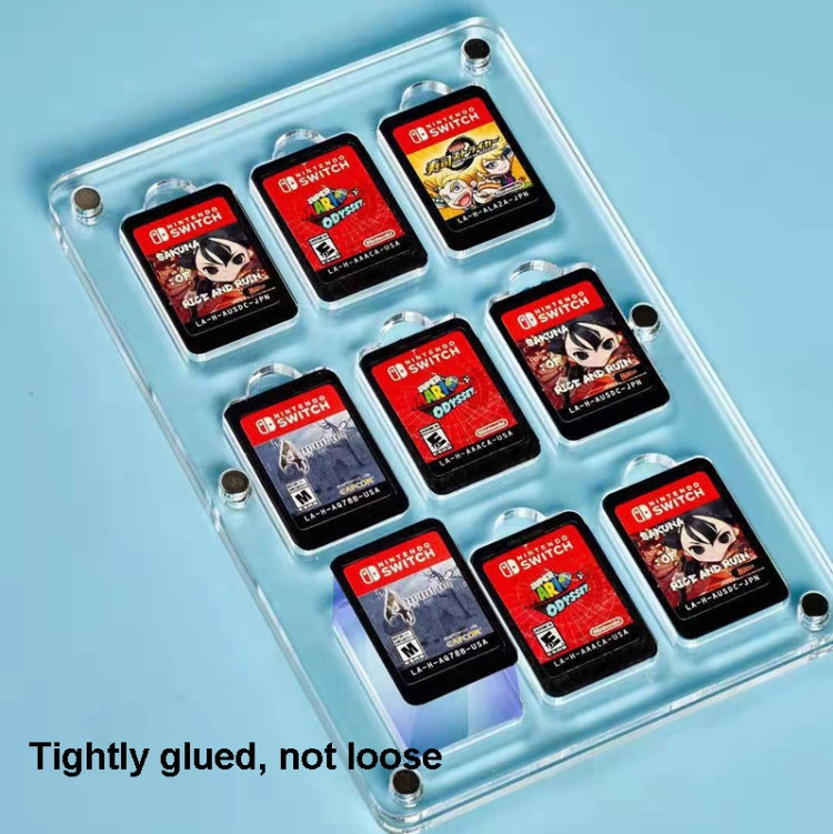 Caja de almacenamiento de tarjeta de juego magnética de cristal transparente para interruptor, 9 Grid, 14 Grid, 27 Grid
