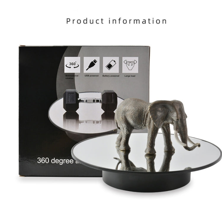 Soporte de exhibición giratorio de alimentación USB de 25 cm, accesorios de grabación de vídeo, plato giratorio, Black Mirror, White Mirror, Golden Mirror, Silver Mirror, White+White Velvet, White+Black Velvet, White Bottom Frosted, Black Bottom Froste...