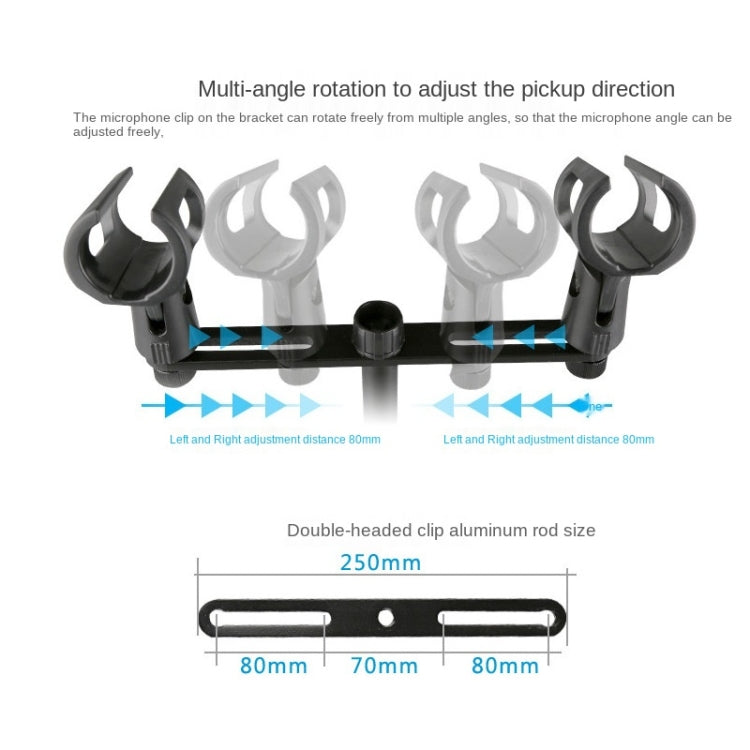 Clip de micrófono Accesorios de micrófono de poste de aluminio, A16 Double-headed, A18 Four-headed