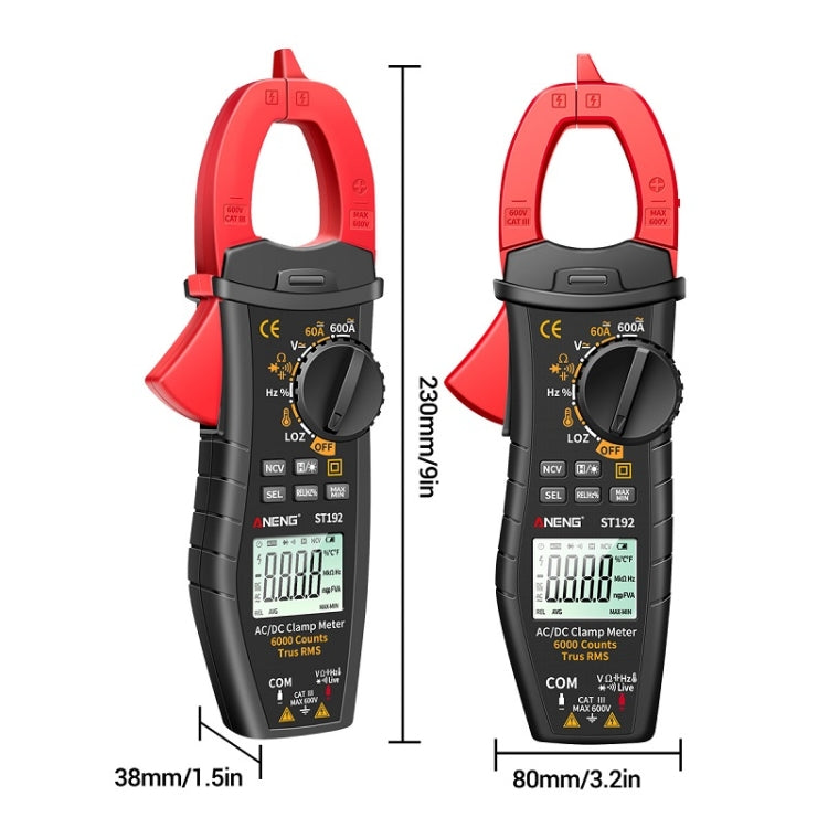 Medidor digital de abrazadera de CA y CC multifuncional ANENG, ST190 Red, ST190 Black, ST191, ST192 600A DC Current, ST193 Intelligent Automatic