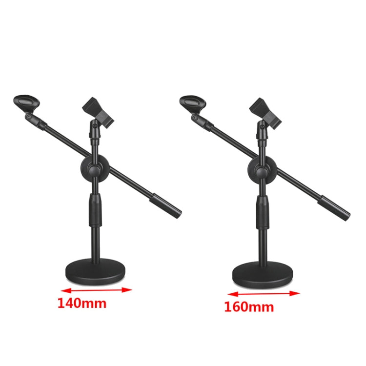 LKT-300 30-65cm Soporte de micrófono doble con base de disco de metal completo, tamaño:, 140mm Base, 160mm Base