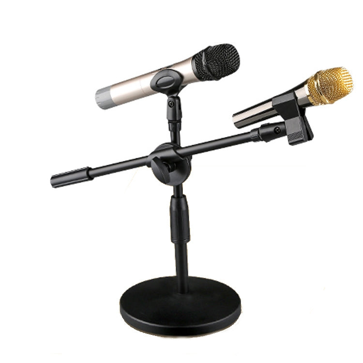 LKT-300 30-65cm Soporte de micrófono doble con base de disco de metal completo, tamaño:, 140mm Base, 160mm Base