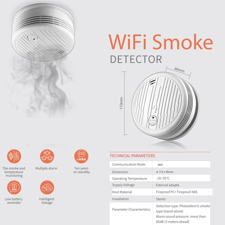 TY-SMK-07 Detector de humo WiFi inteligente para el hogar