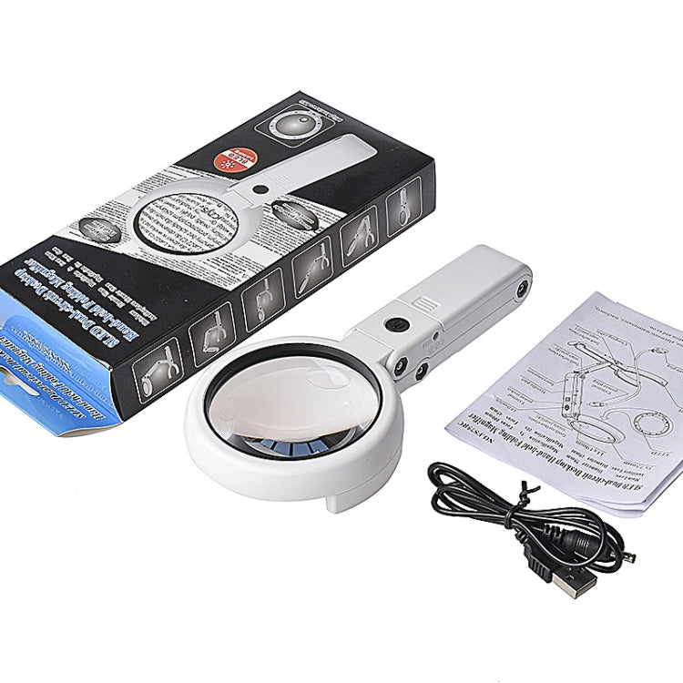 Lupa de mano con luz LED de carga USB 5X / 11X, 5X / 11X