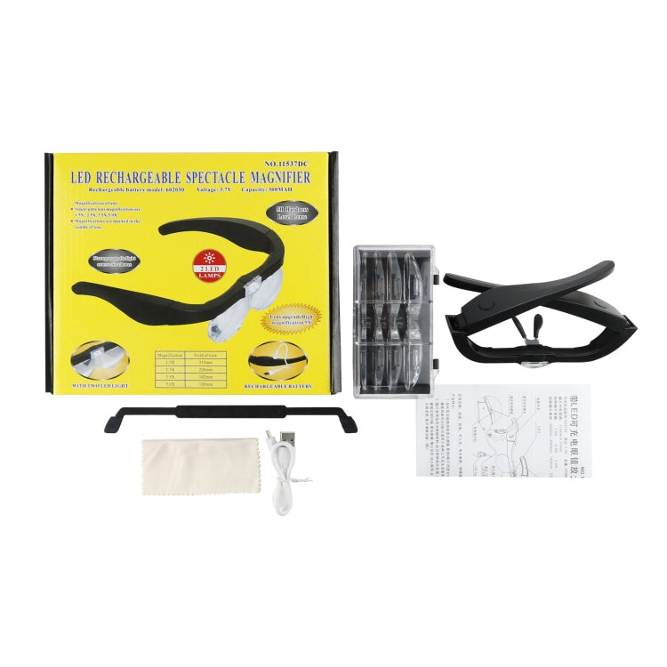 11537DC Lupa para gafas con luz LED recargable 1.5X / 2.5X / 3.5X / 5X, 11537DC