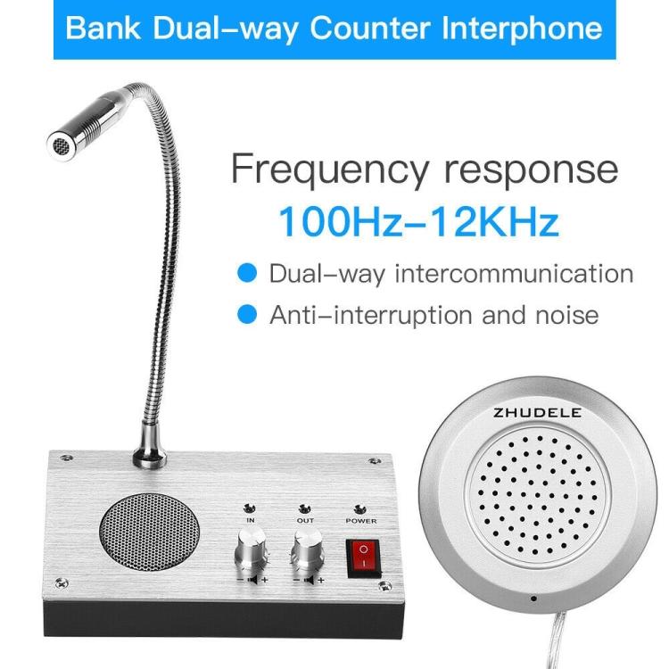 ZHUDELE ZDL-9908 Ventana Walkie-talkie bidireccional Banco/Hospital/Estación/Contador Micrófono Amplificador, Enchufe de la UE, EU Plug, UK Plug, US Plug