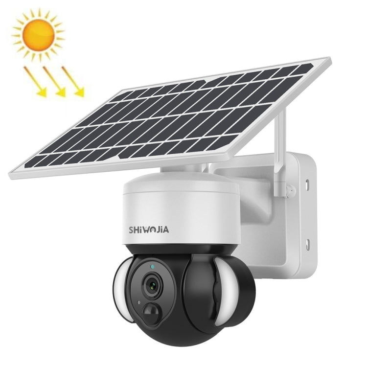 SHIWOJIA Cámara IP domo solar WiFi impermeable, compatible con audio bidireccional y detección de movimiento PIR y visión nocturna y tarjeta TF, SHIWOJIA