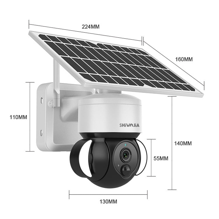 SHIWOJIA Cámara IP domo solar WiFi impermeable, compatible con audio bidireccional y detección de movimiento PIR y visión nocturna y tarjeta TF, SHIWOJIA