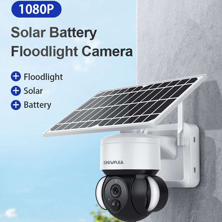 SHIWOJIA Cámara IP domo solar WiFi impermeable, compatible con audio bidireccional y detección de movimiento PIR y visión nocturna y tarjeta TF, SHIWOJIA